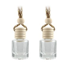 2팩 빈 자동차 공기 청정기 병 나무 캡 벽걸이 유리 에센셜 오일 디퓨저 DIY 방향제 인테리어 액세서리 여성 및 남성용 장식