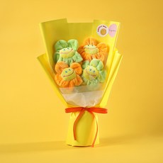 卡通太陽花笑臉玩偶花束 創意禮物, 粉玫瑰鬱金香