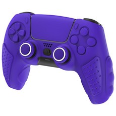 이이네 PS5 듀얼센스 컨트롤러 다색 실리콘 커버 충전대 적합 미끄럼 방지 보호 케이스, 퍼플