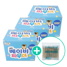 삼현제약 토닥 베이비 파우더 100g x 3개 [ + 수성 3인치 면봉 100PCS 증정 ]