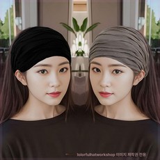 초정상점CHOJEONGSTORE 여성 여성두건 중년여성두건, 머리 둘레 참고 50-60, 블랙+그레이, 1개
