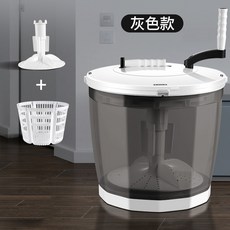 【小山】手搖洗衣機 迷你小型洗脫兩用半自動脫水機, 1個, 灰色（洗滌+脫水）