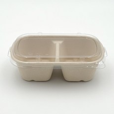 펄프용기 타원형 700ml 2칸 HS-700D, 1개, 100세트