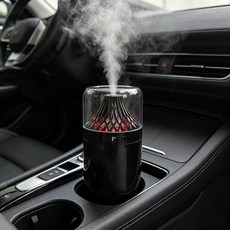 Tipmant Car Flame Humidifier Portable Mini Oil Aroma Aromatherapy Diffuser for Home Office Recha, Black