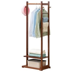 Fowod 대나무로 만든 모던 스탠드 옷걸이 행거 시스템 코너 옷장, 갈색