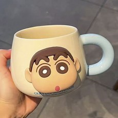 짱구 캐릭터 3D자석 얼굴 도자기머그컵 4가지색상, 블루