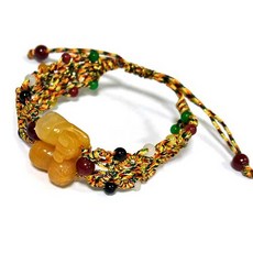 黃玉遇見貴人五色線五行小珠手環，寶寶時尚配飾，祈福保平安，彈性舒適設計