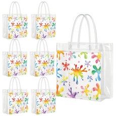 Falueqg 페인트 파티 투명 선물 가방 - 페인트 스플래터 투명 PVC 선물 캔디 간식 가방 핸들 아트 페인팅 파티 선물 생일 베이비 샤워 아트 테마 장식