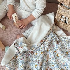 국내백화점 리틀아카이브 낮잠이불 크레므앙팡 메르디 면모달 벨로아 블랭킷 B(75X90) 어린이집 (BK파우치증정), 화이트