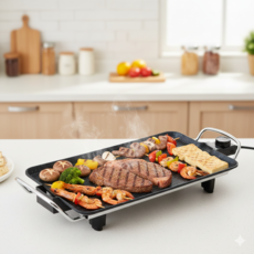 스티지 와이드 전기그릴 중형가정용 캠핑용 고기불판 그리들 47cm, 2-3인용