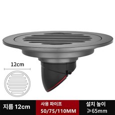 원형 전동 세탁기 배수구 커버 세탁기용 뚜껑, 건메탈그레이 (12cm), 기본 색상