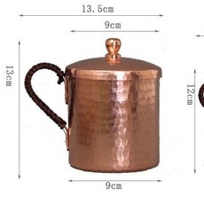 手工錘紋銅製馬克杯附蓋 復古黃銅水杯茶杯, 1個, 500毫升紫銅帶蓋