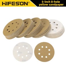 호환 20pcs/50pcs/100pcs 5 인치 진공 노란색 사포 125mm 8 구멍 그라인딩 디스크 연마 연마 샌딩, 01 20Pcs, 04 320 #