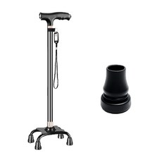 라니핏 LED 라이트 노인 지팡이, 블랙, 1세트