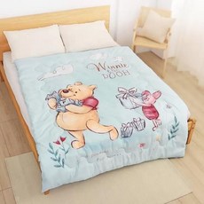 MIT 舒柔水洗暖被 小熊維尼 藍 150x200公分