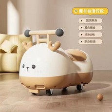 兒童花生車搖搖馬 1-3歲防側翻滑行車 萬向輪靜音溜溜車, 摩卡棕 頭盔揹包, 1個