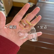 寵物毛髮收納膠囊鑰匙扣 貓毛紀念吊飾 寵物紀念掛件, 1個, 透明坐姿小貓【1個裝】【帶圈圈】