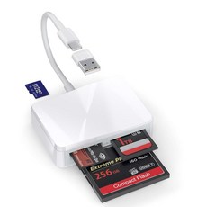 SD 카드 리더 4 in 1 USB C to SD /TF /CF /MS 카드 리더 USB to USB C 어댑터 Memroy 카드 리더 iPhone 17 /16 /15 Pro, 휘티