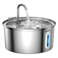 로제코 반려동물 스테인리스 스틸 급수기 3.2L, 실버, 1개, SSPF-A09