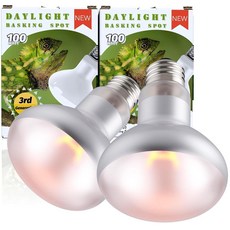 100W 파충류 바스킹 열 전구 2팩 - 수염 난 드래곤 거북이 뱀 도마뱀 및 양서류용 UVA 일광 열 램프 - 적외선 열 출력 및 햇빛 시뮬레이션 난방 조명 제공, 75W Daylight