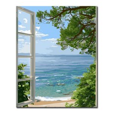 DIY캔버스페인팅 명화그리기 액자 그림 세트 유화 - 풍경 40x50, L155_화창한 오후, 1개
