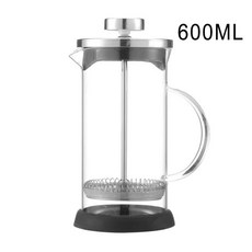 350 1000ML 가있는 냄비 우유 포트 프레스 유리 붕규산 높은 커피 내열성 거품 브루어 FROTHER, Steel Lid 600ml