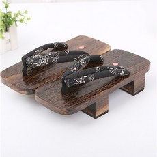 男士款日本木屐 日式Cosplay二齒木屐 和風平根木屐 台灣現貨, 1個, 黑龍紋42號(適合39-41腳穿)