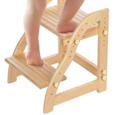 AIMOADO 22.9cm(9인치) 나무 원스텝 스툴 어린이/성인/노인용 토더 스텝 스툴 나무 - 높이 조절 가능 경량 미끄럼 방지 욕실 주방 침실용 계단식 옆 90, Two-Step, 소나무