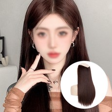 일호장신구 리얼핏 자연 생머리 부분가발 피스 헤어피스 붙임머리 볼륨 여성 롱 스트레이트, 1개, 브라운