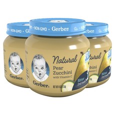 거버 내추럴 액상 어린이식품 113g, 배 + 주키니(Pear + Zucchini), 3개