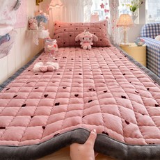 겨울용 두꺼운 따뜻한 소프트 매트리스 토퍼 기숙사 싱글 침대 시트 플러시 침대보 얇은 패드 커버 다다미 바닥 매트, 02