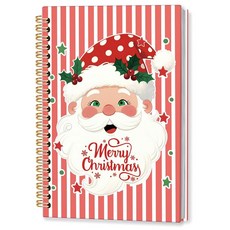 KRHFG 핫핑크 코켓 보우 크리스마스 스파이럴 노트 글 쓰는 걸리 크리스마스 저널 동료를 위한 크리스마스 오피스 선물 메모하는 호호 크리스마스 노트 5 5x8 3인치, Christmas-Santa