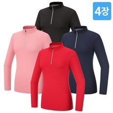 [4장세트] 여성 봄 여름 쿨론 베이직 스판 무지 집업티 SWTW232 골프 스포츠웨어 등산 아웃도어 데일리 캐주얼 비즈니스 단체복