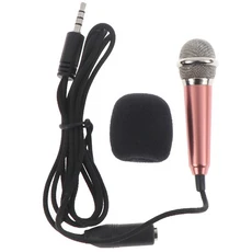 유선 3.5mm 스테레오 스튜디오 마이크 이어폰 Ktv 가라오케 미니 Microfon 셀 스마트 폰 노트북 PC 컴퓨터, 02 Gold