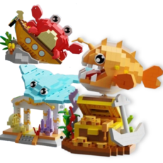 [나노킹-감성블럭] 해양생물 나노블럭 DN011, 3개, A세트