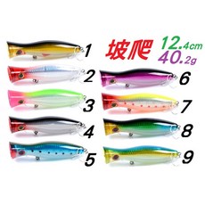 波爬路亞餌 12.4cm 40g 水面浮水系硬餌, 1個, 3.綠背