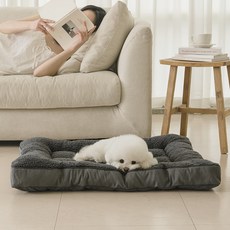 뭉연구소 통세탁 사계절 양면 강아지 고양이 방석 반반 토퍼, 1개, 차콜