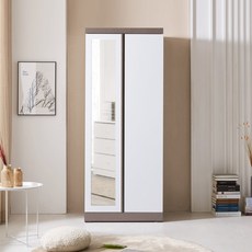 솜씨방가구 E0 로즈키높이 800 거울 옷장, 카키화이트