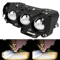 오토바이 LED 스팟 라이트 듀얼 컬러 상/하향등 안개등 자동차 트럭 SUV UTV 12V 24V 미니 렌즈 헤드라이트, 03 white and white