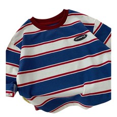 삐삐네옷가게 봄 가을 블루 스트라이프 데일리 티셔츠