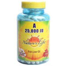 Nature's Life A 25000 IU 魚河油素食膠囊, 1個, 250 件