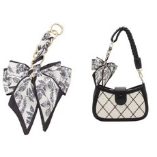 고급 리본 스카프 가방연장 체인끈 핸드폰스트랩 스카프키링, 1개, D타입 핑크