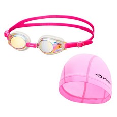 피닉스 아동 미러수경 PN 505JM + 스판수모 SET, PN 505JM_핑크 + 스판수모 _핑크, 1개