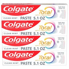Colgate Total Active Prevention Clean mint 화이트닝 젤 치약 불소 함유 24시간 플라크 박테리아 예방 임상 입증, Colgate Total Active Preventio, 4개