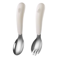 DIU 316不鏽鋼兒童碗雙耳輔食碗帶蓋吸盤寶寶吃飯專用碗防摔防燙餐具, 1個, 兒童勺+勺叉:如圖