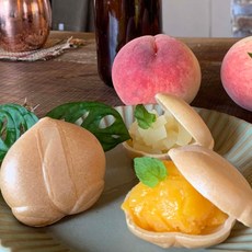 【阿肥的店】日本水蜜桃最中加賀種最中殼 冰淇淋殼 最中種, 水蜜桃W54mm×D57mm×H14mm, 100各