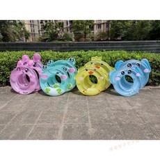 花蓮出貨 泳圈 兒童安全游泳腋下圈 男童女童可愛造型游泳圈浮圈卡通充氣泳圈, 1個, 60 # 綠青蛙,如圖所示
