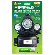 熊讚Family Bear 三眼超強頭燈 - 時尚大功率 遠射頭燈, 1個, 雙光源(白黃光)