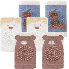 寶寶安全爬行護膝(多入組/防摔)-柔軟舒適，卡通造型，防滑安全, 動物圖案, 3入