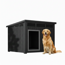 NEW레드와이 플랫형 플라스틱 강아지집 개집 야외 실외 대형견집 애견하우스 반려동물, 1개, 플랫형블랙